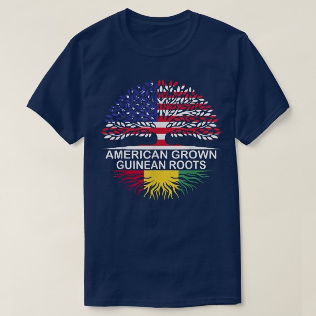 American Grown Guinean Roots Guinea Flag  T-Shirt (Design Front)