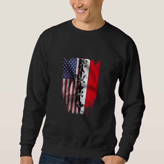 American Grown Indonesian Roots USA Indonesia Flag Sweatshirt (Front)