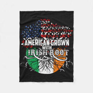 American Grown Irish Root Flag Ireland St Patricks Fleece Blanket