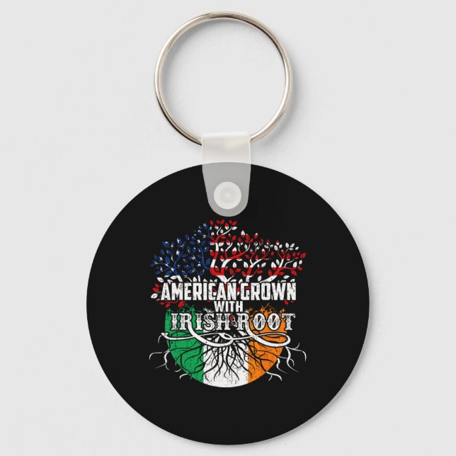American Grown Irish Root Flag Ireland St Patricks Key Ring (Front)