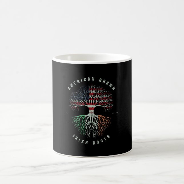American Grown Irish Root Ireland Flag Green Irish Coffee Mug (Center)