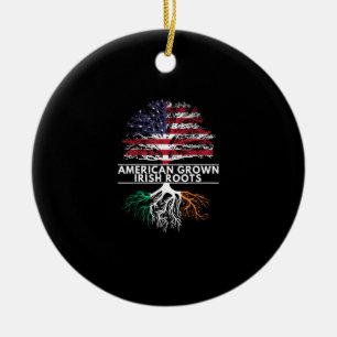 American Grown Irish Roots Flag Ireland ST. PATRIC Ceramic Ornament