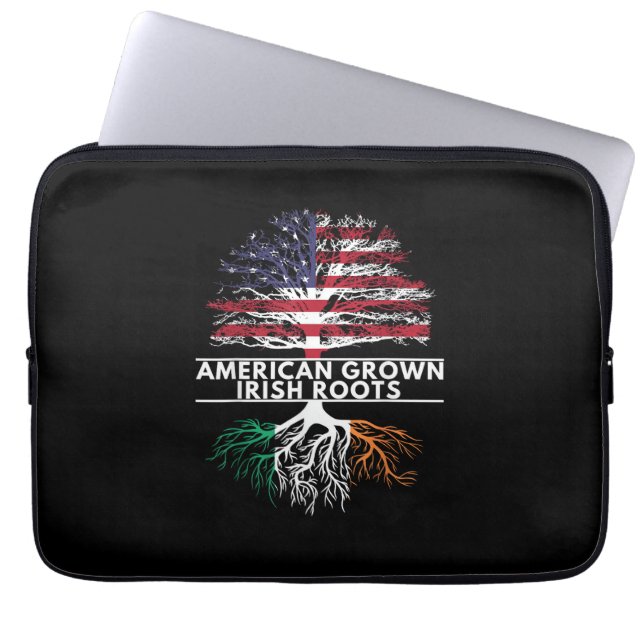American Grown Irish Roots Flag Ireland ST. PATRIC Laptop Sleeve (Front)