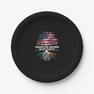 American Grown Irish Roots Flag Ireland ST. PATRIC Paper Plate