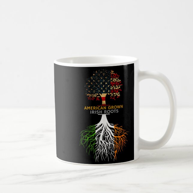 American Grown Irish Roots Ireland And Usa Flags  Coffee Mug (Right)