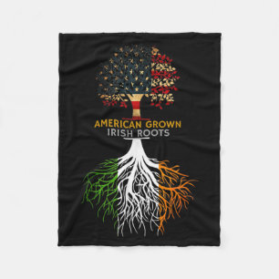 American Grown Irish Roots Ireland And Usa Flags Fleece Blanket