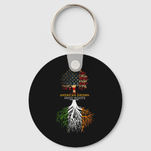 American Grown Irish Roots Ireland And Usa Flags Key Ring