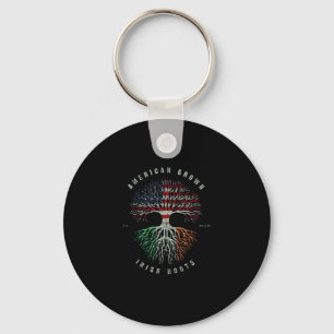 American Grown Irish Roots Ireland Flag Vintage Gr Key Ring
