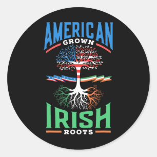 American Grown Irish Roots St. Patricks Day Green Classic Round Sticker