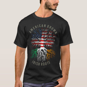 American Grown Irish Roots USA Ireland Flag Herita T-Shirt
