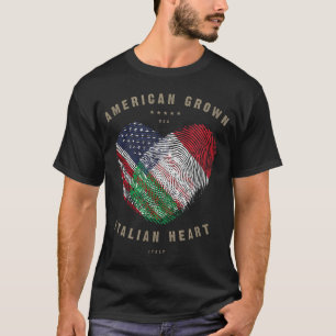American Grown Italian Heart Love Italy Flag T-Shirt