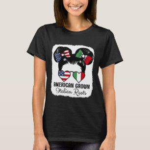 American Grown Italian Roots Girl Italy Flag Herit T-Shirt