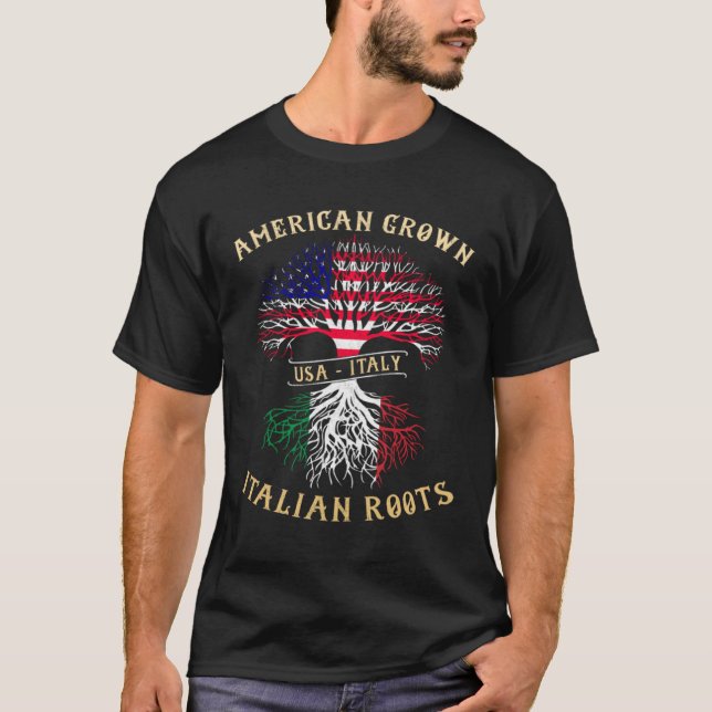 American Grown Italian Roots Italy Flag Pride Cool T-Shirt (Front)