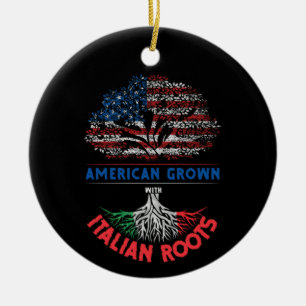 American Grown  Italian Roots USA Flag Venezuela Ceramic Ornament