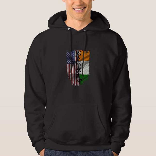 American Grown Ivorian Roots USA Ivory Coast Flag Hoodie (Front)