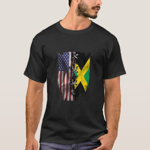 American Grown Jamaican Roots USA Jamaica Flag T-Shirt