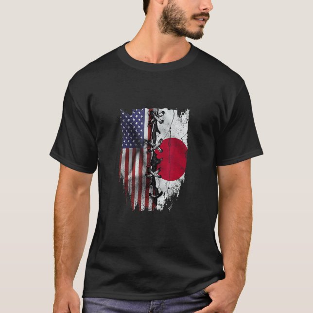American Grown Japanese Roots USA Japan Flag T-Shirt (Front)