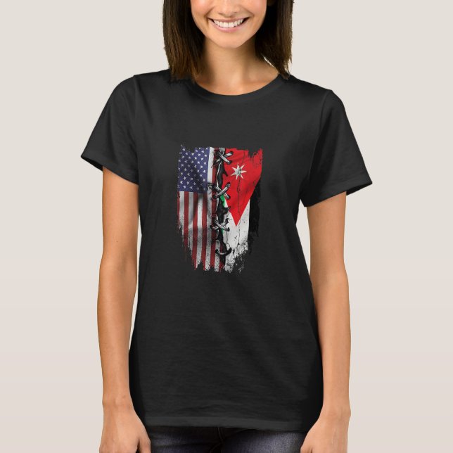 American Grown Jordanian Roots USA Jordan Flag T-Shirt (Front)