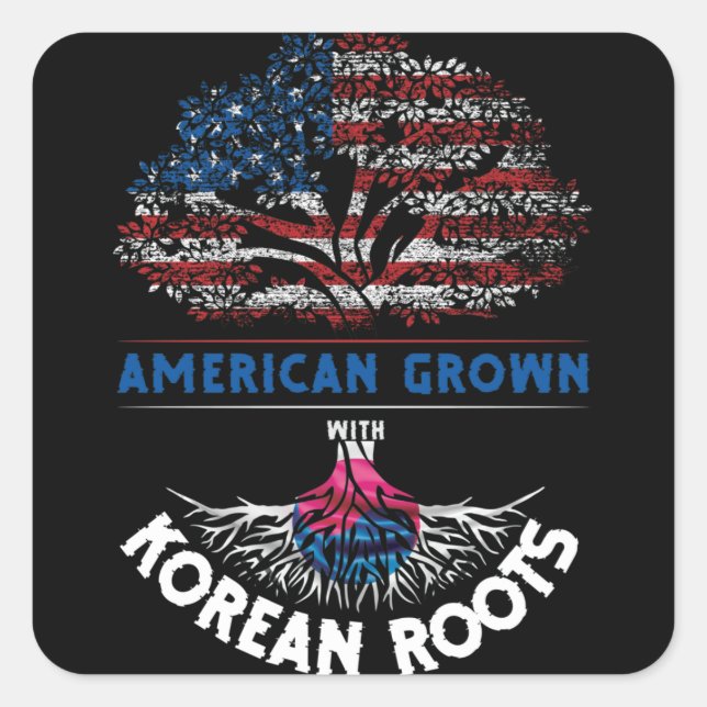 American Grown  Korean Roots USA Flag Venezuela Square Sticker (Front)