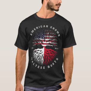 American Grown Maltese Roots Malta Flag T-Shirt