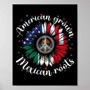 American Grown Mexican Roots Cinco De Mayo Sunflow Poster