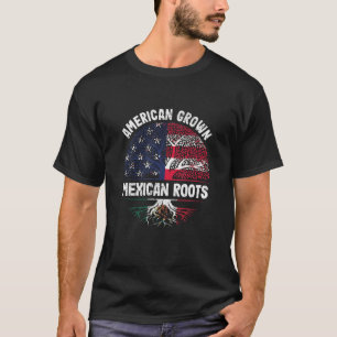 American Grown Mexican Roots USA Mexico Flag Herit T-Shirt