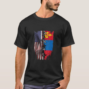 American Grown Mongolian Roots USA Mongolia Flag T-Shirt