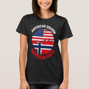 American Grown Norwegian Roots Vintage Flags for M T-Shirt