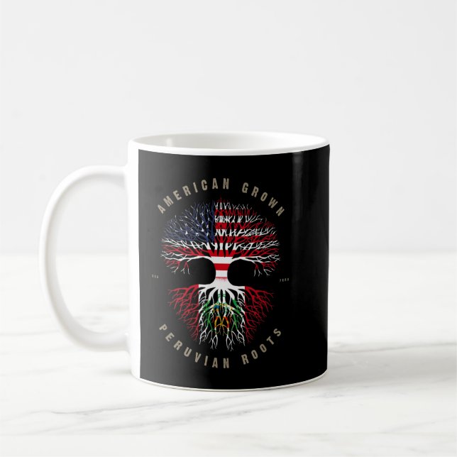 American Grown Peruvian Roots Peru Flag Coffee Mug (Left)
