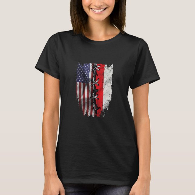 American Grown Polish Roots USA Poland Flag T-Shirt (Front)