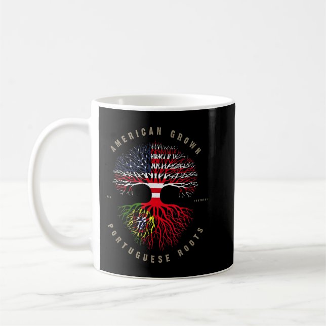 American Grown Portuguese Roots Portugal Flag Coffee Mug (Left)