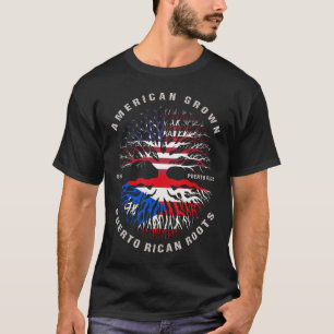American Grown Puerto Rican Roots Puerto Rico Flag T-Shirt