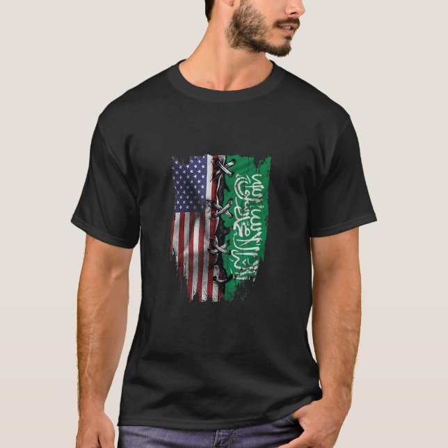 American Grown Saudi Arabian Roots USA Saudi Arabi T-Shirt (Front)