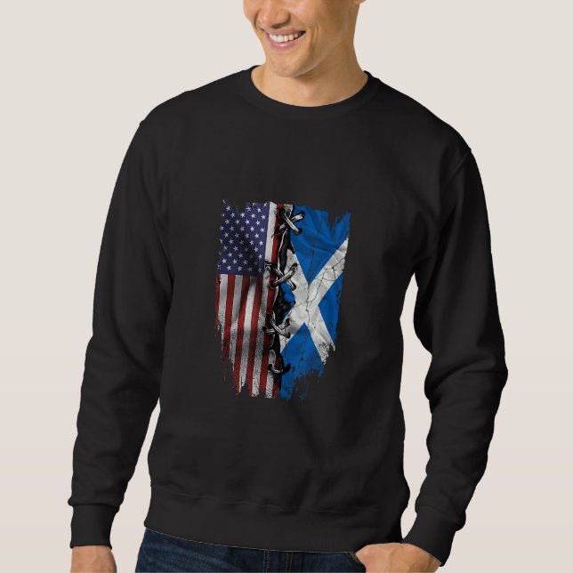 American Grown Scottish Roots USA Scotland Flag Sweatshirt (Front)