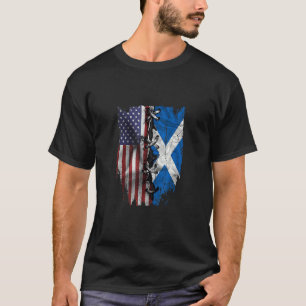 American Grown Scottish Roots USA Scotland Flag T-Shirt