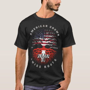 American Grown Swiss Roots Switzerland Flag T-Shirt