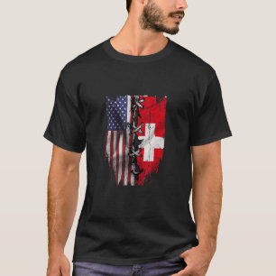American Grown Swiss Roots USA Switzerland Flag T-Shirt