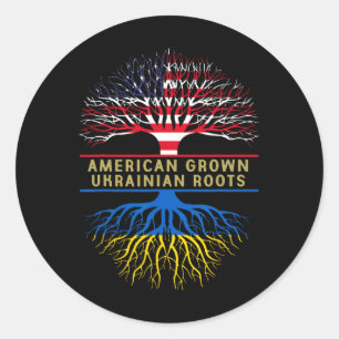 American Grown Ukrainian Roots America Ukraine Tre Classic Round Sticker