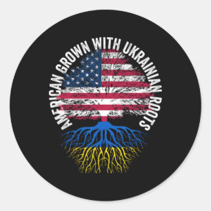 American Grown Ukrainian Roots Classic Round Sticker