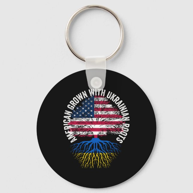 American Grown Ukrainian Roots  Key Ring (Front)