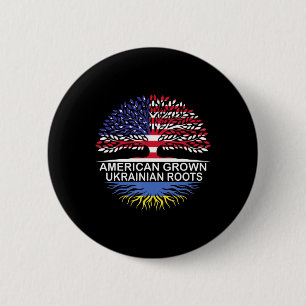 American Grown Ukrainian Roots Ukraine Flag 6 Cm Round Badge