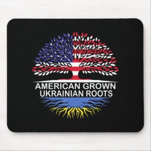 American Grown Ukrainian Roots Ukraine Flag  Mouse Pad