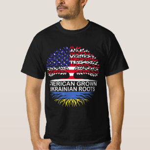 American Grown Ukrainian Roots Ukraine Flag  T-Shirt