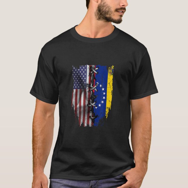 American Grown Venezuelan Roots USA Venezuela Flag T-Shirt (Front)