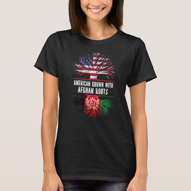 American Grown With Afghan Roots Usa Flag Afghanis T-Shirt (Front)