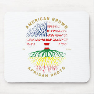 American Grown With African Roots Tree Usa Flag Un Mouse Pad