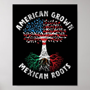 American Grown With African Roots Tree Usa Flag Un Poster