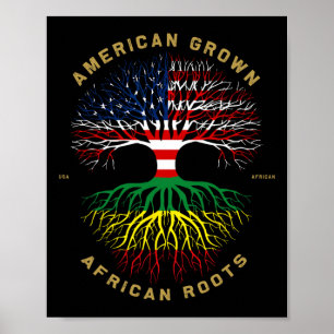 American Grown With African Roots Tree Usa Flag Un Poster