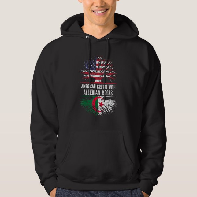 American Grown With Algerian Roots Usa Flag Algeri Hoodie (Front)
