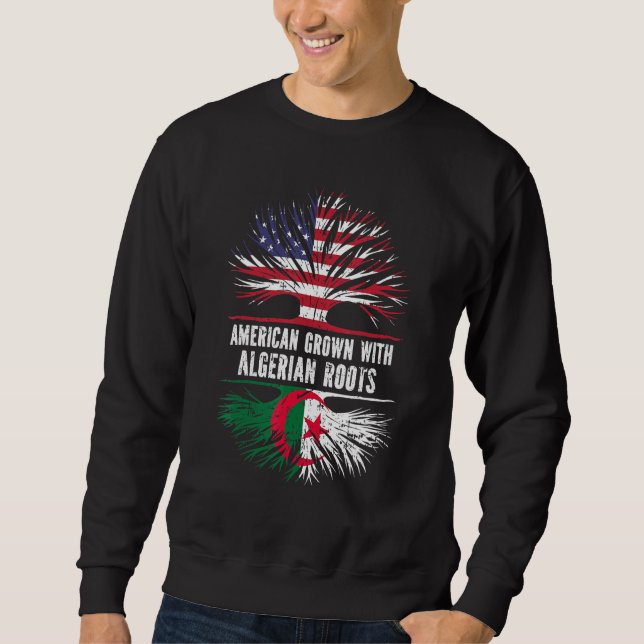 American Grown With Algerian Roots Usa Flag Algeri Sweatshirt (Front)